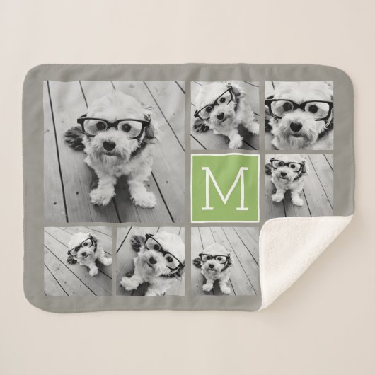 独自の8つのフォトコラージュを追加 – カラーを編集できる シェルパブランケット (正面(横))