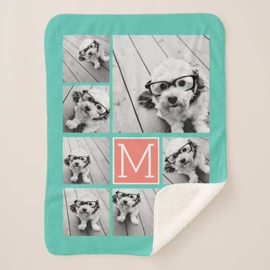 独自の8つのフォトコラージュを追加 – カラーを編集できる シェルパブランケット (正面)