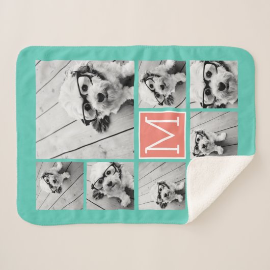 独自の8つのフォトコラージュを追加 – カラーを編集できる シェルパブランケット (正面(横))