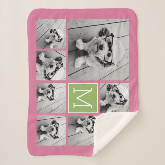 独自の8つのフォトコラージュを追加 – カラーを編集できる シェルパブランケット (正面)