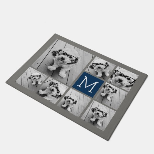 独自の8つのフォトコラージュを追加 – カラーを編集できる ドアマット (アングル)