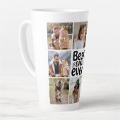 独自の8つのフォトコラージュ最高のパパを作成 カフェラテマグ (左アングル)