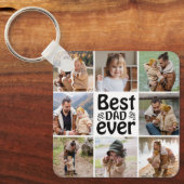 独自の8つのフォトコラージュ最高のパパを作成 キーホルダー (正面)