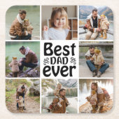 独自の8つのフォトコラージュ最高のパパを作成 スクエアペーパーコースター (正面)