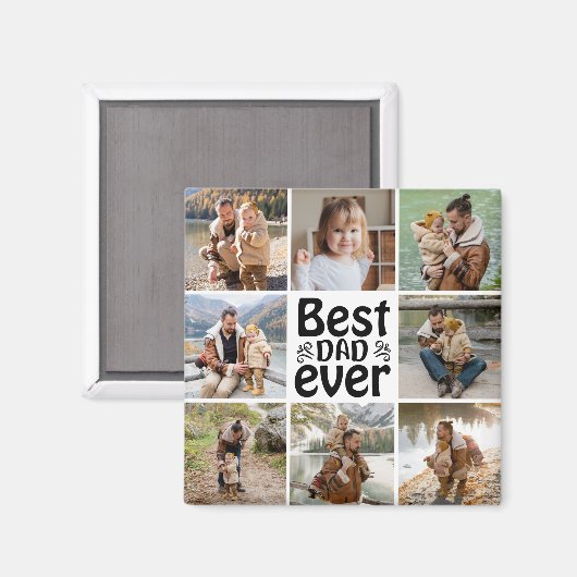 独自の8つのフォトコラージュ最高のパパを作成 マグネット (正面/裏面)