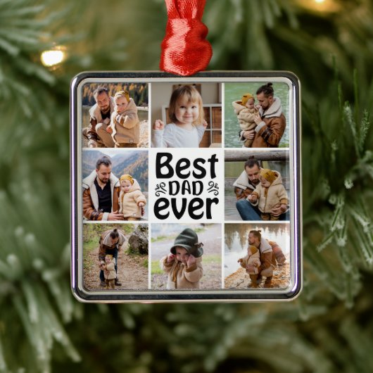独自の8つのフォトコラージュ最高のパパを作成 メタルオーナメント (ツリー)