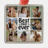 独自の8つのフォトコラージュ最高のパパを作成 メタルオーナメント (正面)