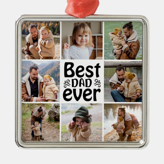 独自の8つのフォトコラージュ最高のパパを作成 メタルオーナメント (正面)