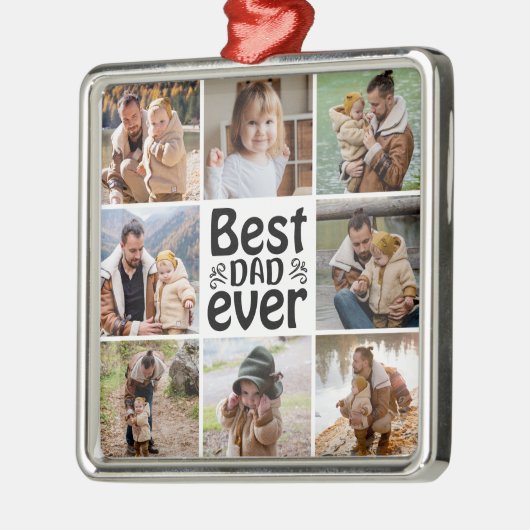 独自の8つのフォトコラージュ最高のパパを作成 メタルオーナメント (左)