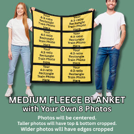 独自の8つの列車写真を追加 フリースブランケット