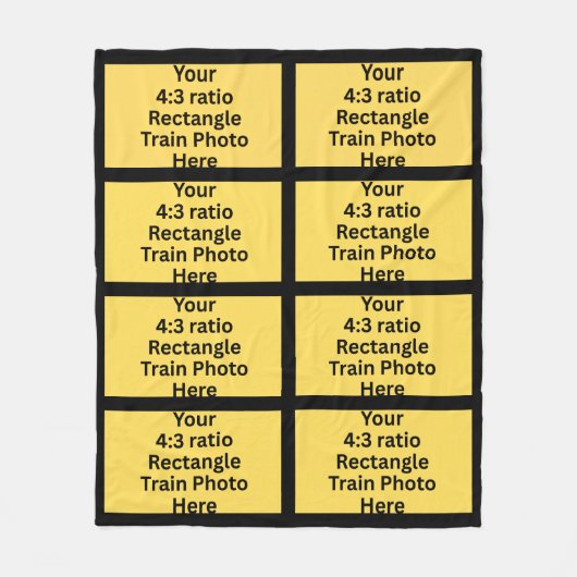 独自の8つの列車写真を追加 フリースブランケット (正面)