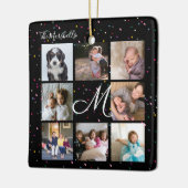 独自の8フォトコラージファミリーモノグラムを作成 セラミックオーナメント (左)