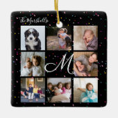 独自の8フォトコラージファミリーモノグラムを作成 セラミックオーナメント (正面)