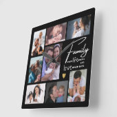 独自の8フォトコラージファミリー引用文の作成 スクエア壁時計 (傾斜)