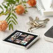 独自の8フォトコラージモノグラムブラックを作成 キーホルダー (側面)