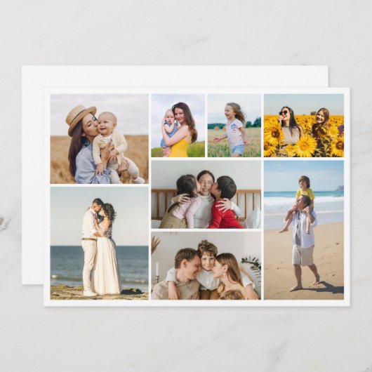 独自の8フォトコラージュのグリーティングカードを作成する (正面/裏面)