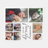 独自の8フォトコラージュのファミリ名を作成する フリースブランケット (正面(横))