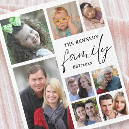 独自の8フォトコラージュのファミリ名を作成する フリースブランケット