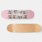 独自の8フォトコラージュ名前をカスタムするピンクを作成 スケートボード (横)