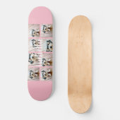 独自の8フォトコラージュ名前をカスタムするピンクを作成 スケートボード (正面)
