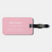 独自の8フォトコラージュ名前をカスタムするピンクを作成 ラゲッジタグ (裏面横)
