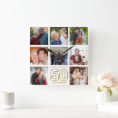 独自の8フォトコラージュ50周年記念を作成 スクエア壁時計 (ホーム)