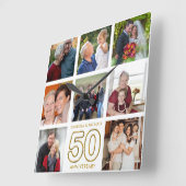 独自の8フォトコラージュ50周年記念を作成 スクエア壁時計 (傾斜)