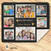 独自の8家族の写真コラージュ黒を作成 シェルパブランケット