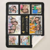 独自の8家族の写真コラージュ黒を作成 シェルパブランケット (正面)