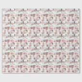 独自の8枚の写真のあいさつカスタムおよび色を作成する ラッピングペーパー (フラット)