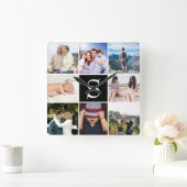 独自の8枚の写真を作成パーソナライズされた スクエア壁時計 (ホーム)