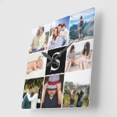 独自の8枚の写真を作成パーソナライズされた スクエア壁時計 (傾斜)