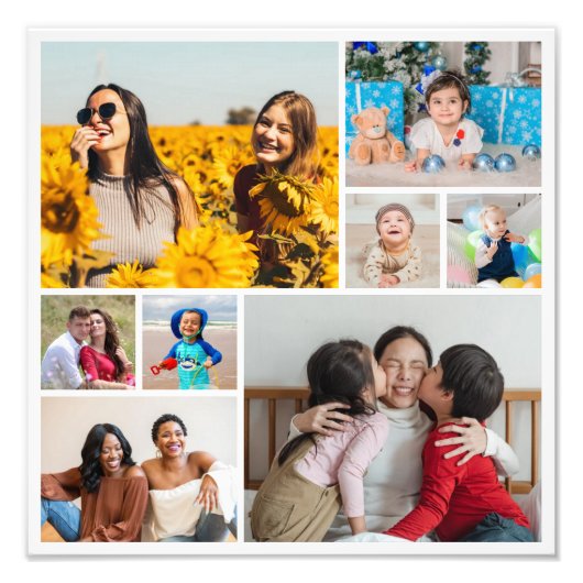 独自の8枚の写真コラージュの写真の拡大を作成 フォトプリント (正面)