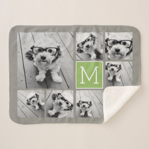 独自の8枚の写真コラージュを追加 – カラーを編集可能 シェルパブランケット