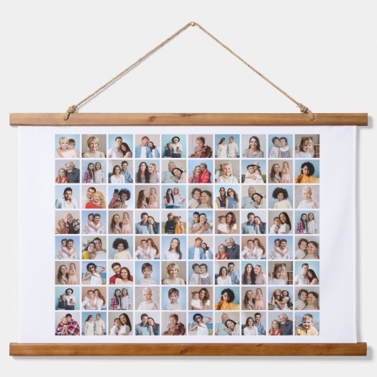 独自の80フォトコラージュを作成 吊り下げ型タペストリー (正面)