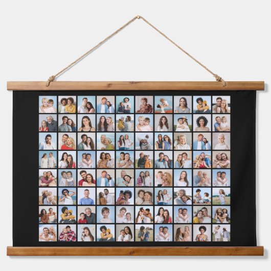 独自の80フォトコラージュを作成 吊り下げ型タペストリー (正面)