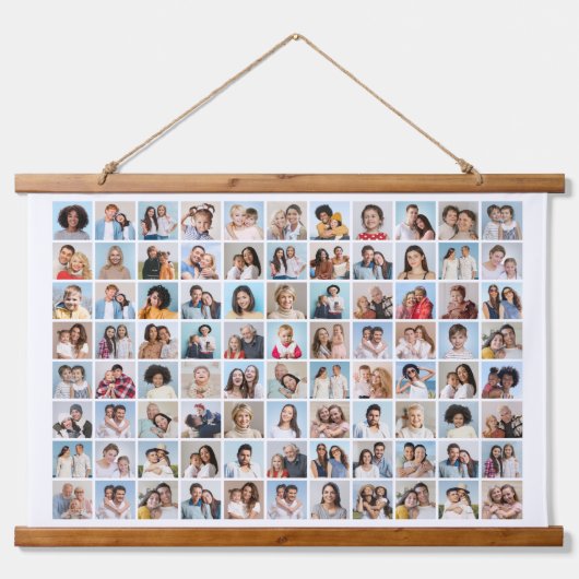独自の88フォトコラージュを作成 吊り下げ型タペストリー (正面)
