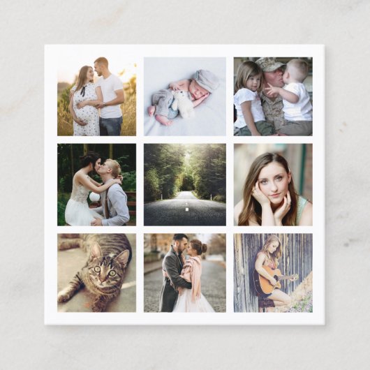 独自の9つのフォトギャラリーを追加 |写真 スクエア名刺 (正面)