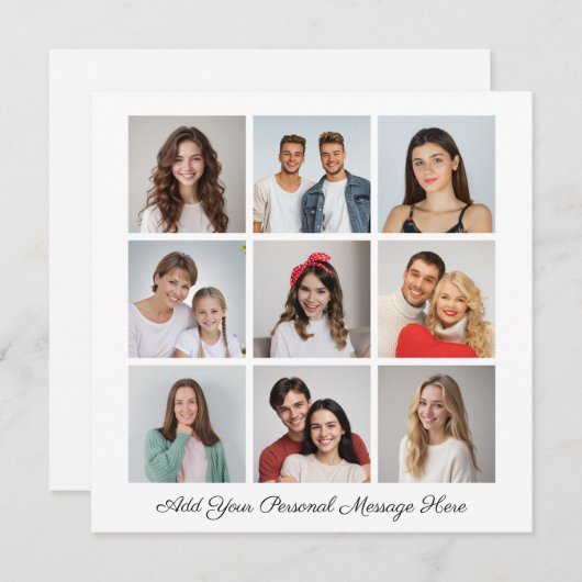 独自の9つのフォトコラージュを作成するあいさつ文を追加 (正面/裏面)