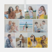 独自の9つのフォトコラージュを作成 ガラスオーナメント (正面)