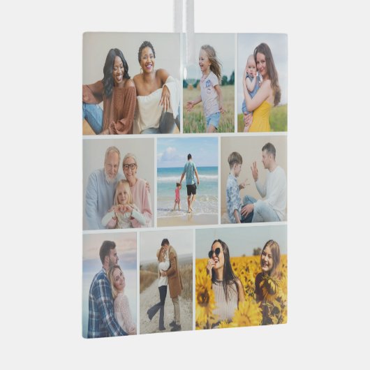 独自の9つのフォトコラージュを作成 ガラスオーナメント (正面右)