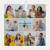 独自の9つのフォトコラージュを作成 ガラスオーナメント (裏面)