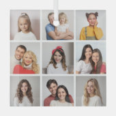 独自の9つのフォトコラージュを作成 ガラスオーナメント (正面)