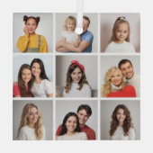 独自の9つのフォトコラージュを作成 ガラスオーナメント (裏面)