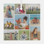 独自の9つのフォトコラージュを作成 ガラスオーナメント (正面)