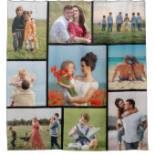 独自の9つのフォトコラージュを作成 シャワーカーテン (正面)