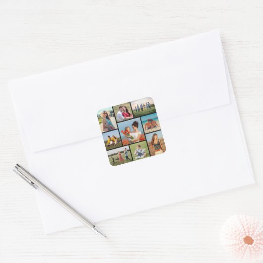 独自の9つのフォトコラージュを作成 スクエアシール (封筒)