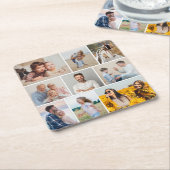 独自の9つのフォトコラージュを作成 スクエアペーパーコースター (アングル)