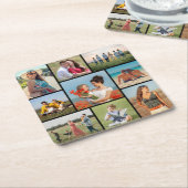 独自の9つのフォトコラージュを作成 スクエアペーパーコースター (アングル)