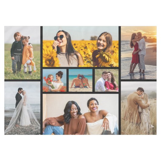 独自の9つのフォトコラージュを作成 テーブルクロス (正面(横))